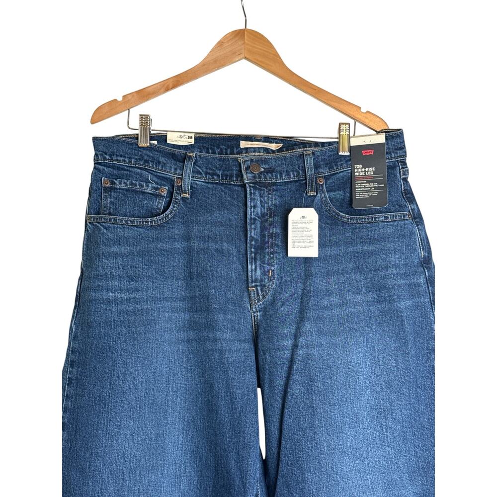 Levi’s 728 High Rise Wide Leg Jeans NWT 34x32 Vintage Stretch Dark Wash - Picture 3 of 9